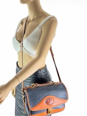 Vintage Dooney & Bourke Black All Weather Leather Top Handle Crossbody Handbag